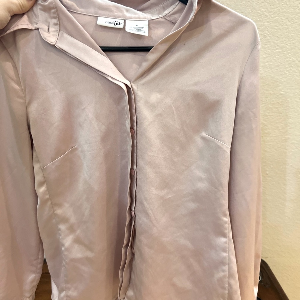 Satin east 5th size 6 button down pink shirt